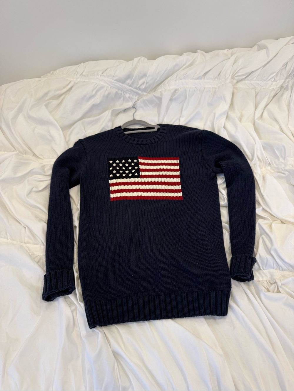 Brandy Melville Navy Flag Knit Sweater - Classic Crewneck